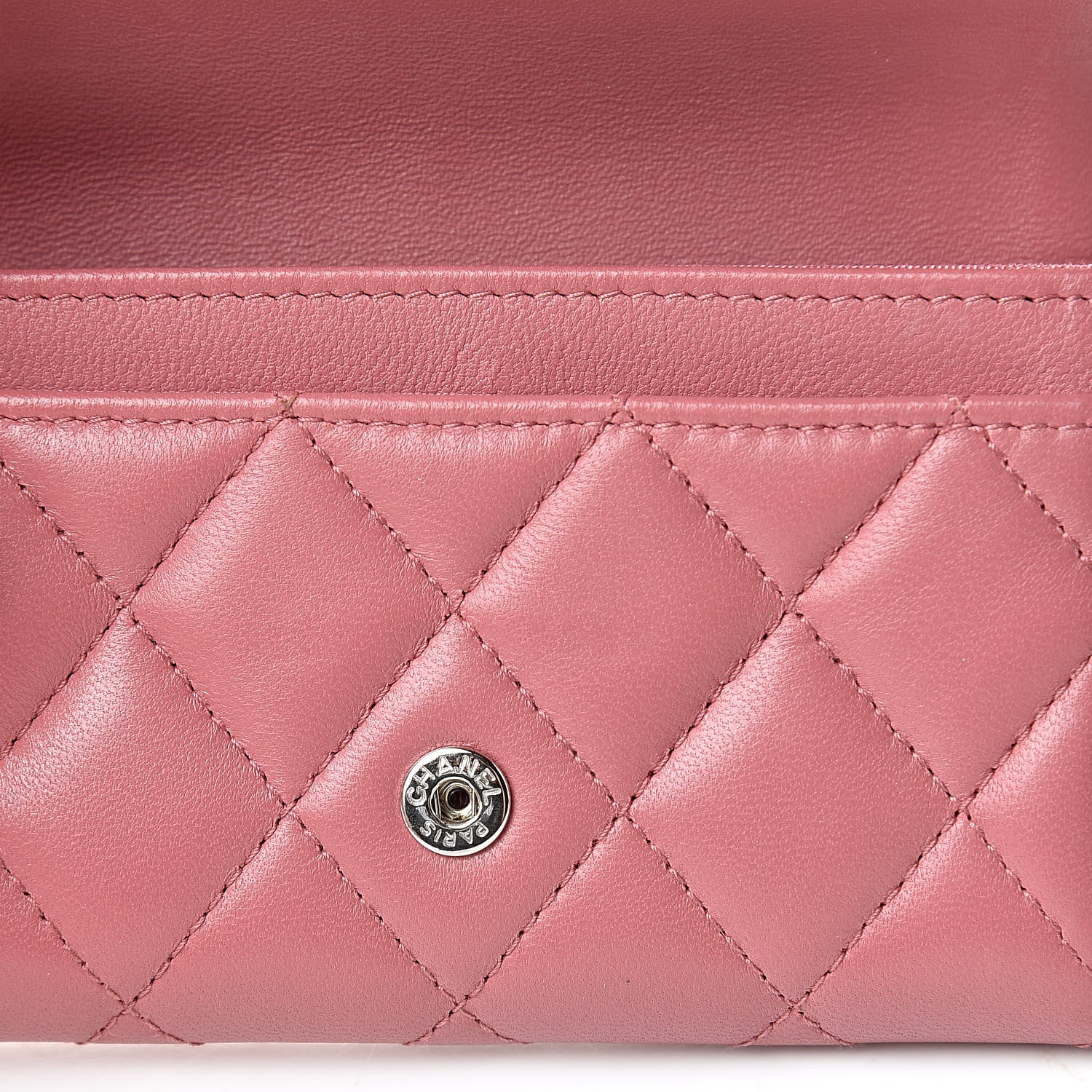 Chanel Lambskin Quilted Flap Card Holder Pink 9 of 14