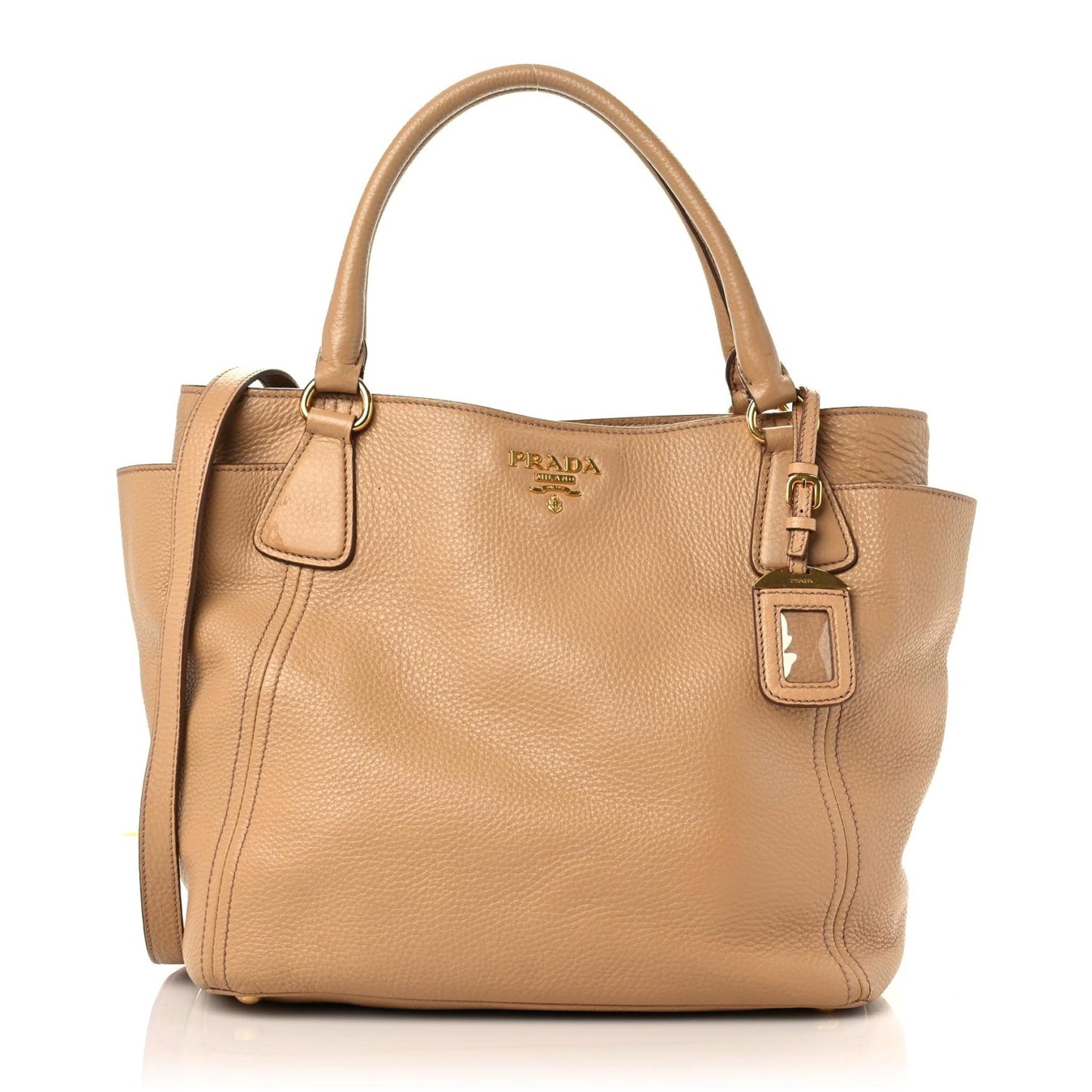 Vitello Daino Side Pocket Tote Caramel