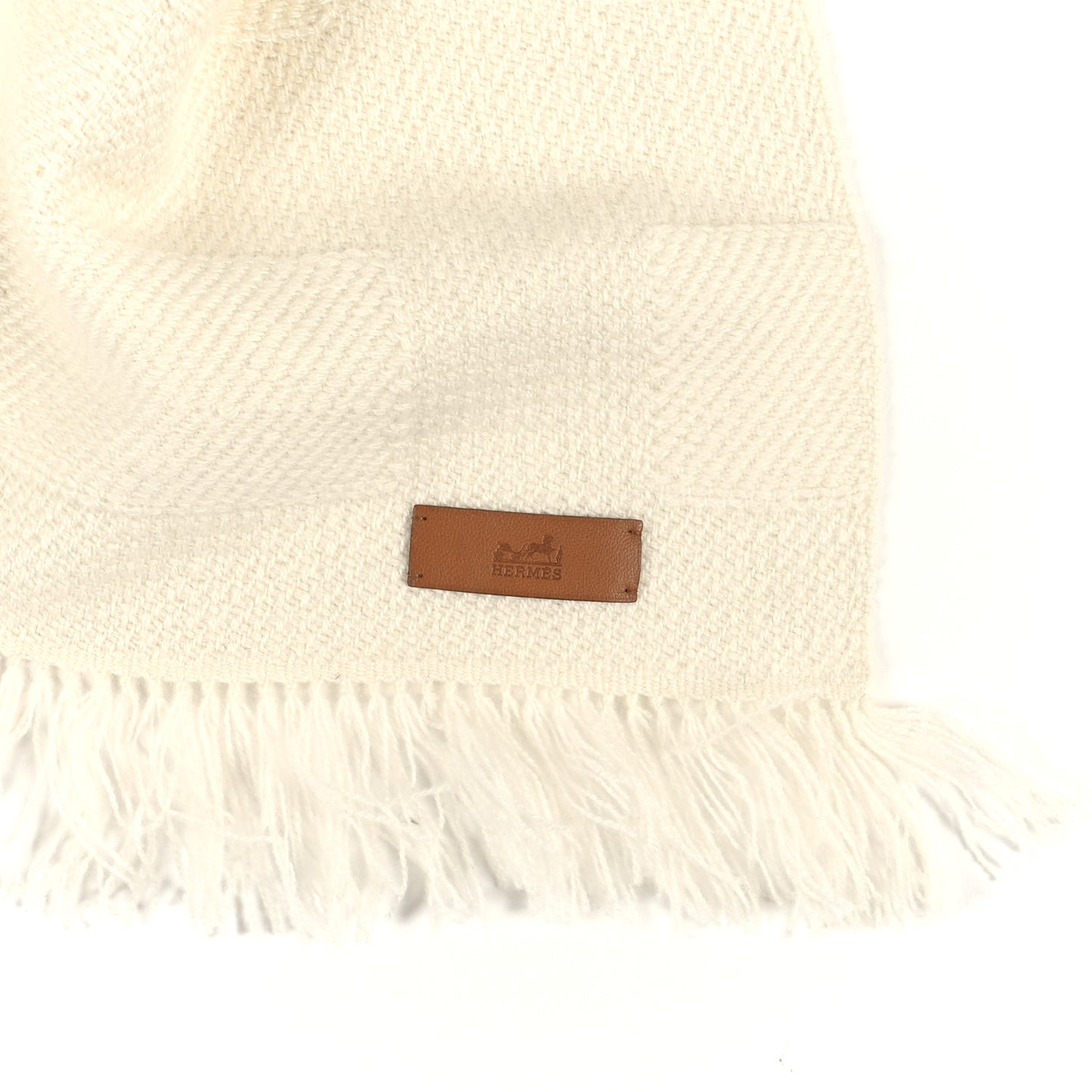 Cashmere Fringe Rayee H Stole Blanc Casse