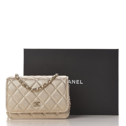 Chanel Metallic Lambskin Quilted Mini Wallet On Chain WOC Gold 11 of 11