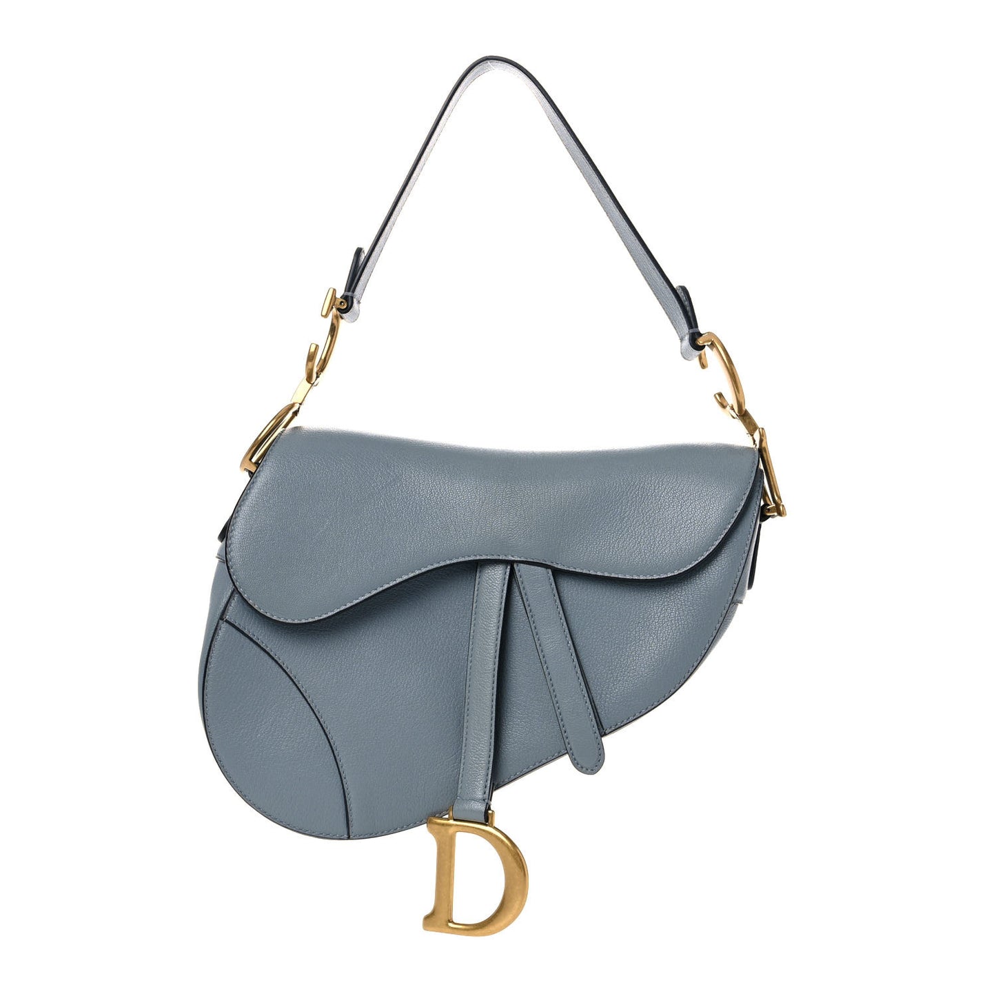 Shiny Goatskin Saddle Bag Cloud Blue