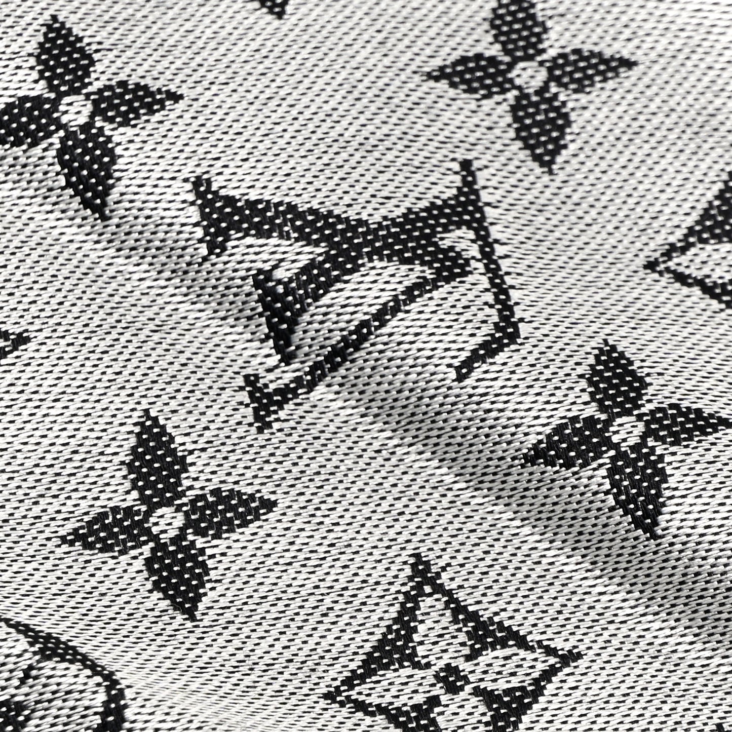 LOUIS VUITTON Silk Wool Monogram Denim Shawl Black