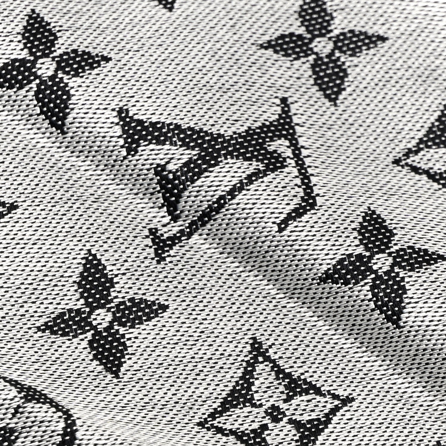 Louis Vuitton LOUIS VUITTON Silk Wool Monogram Denim Shawl Black 8 of 9