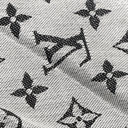 Louis Vuitton LOUIS VUITTON Silk Wool Monogram Denim Shawl Black 8 of 9