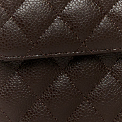 Chanel Caviar Quilted East West Flap Dark Brown 17 of 21