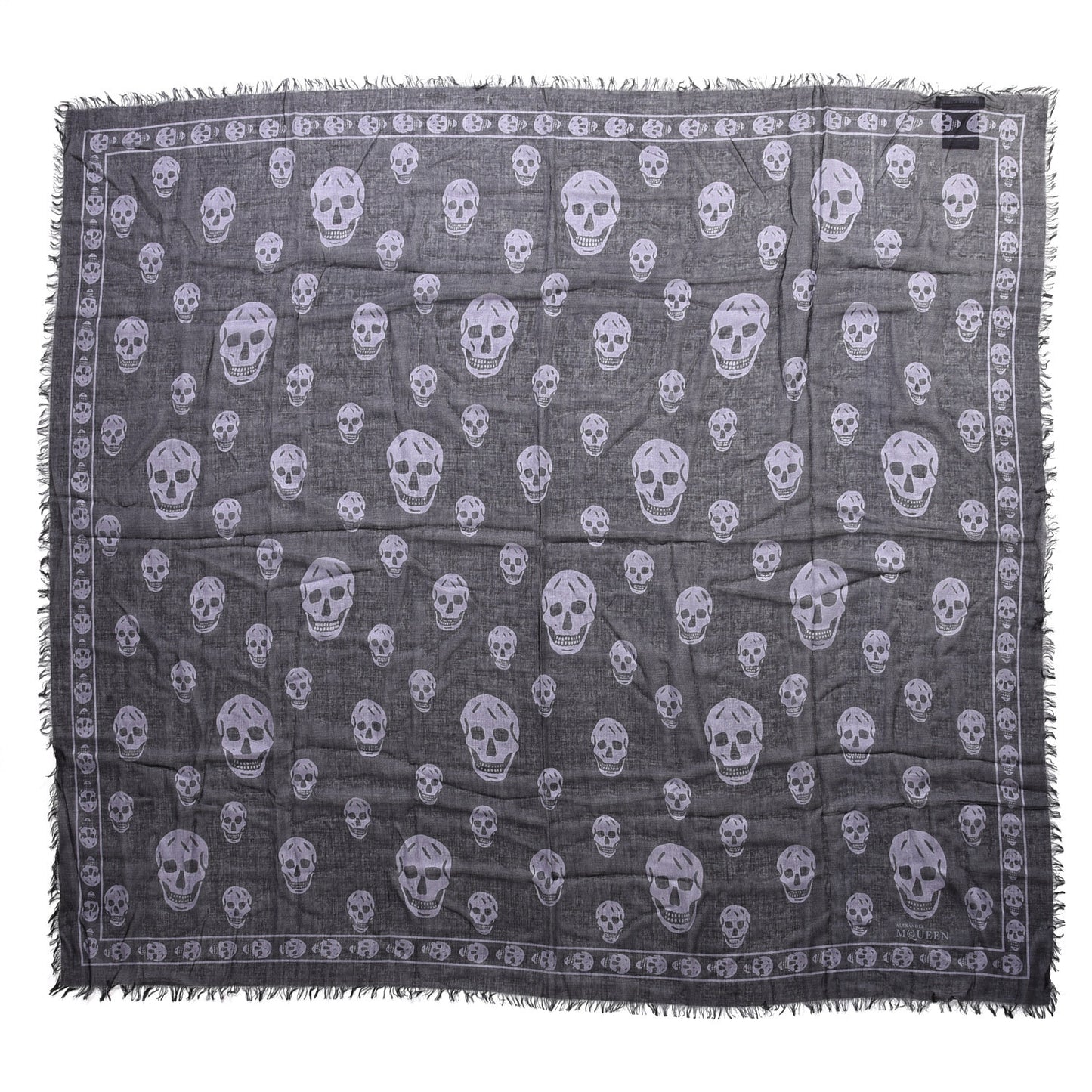 Silk Chiffon Skull Scarf Black Grey