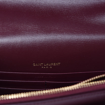 Saint Laurent Calfskin Monogram Sunset Chain Wallet New Red 8 of 10