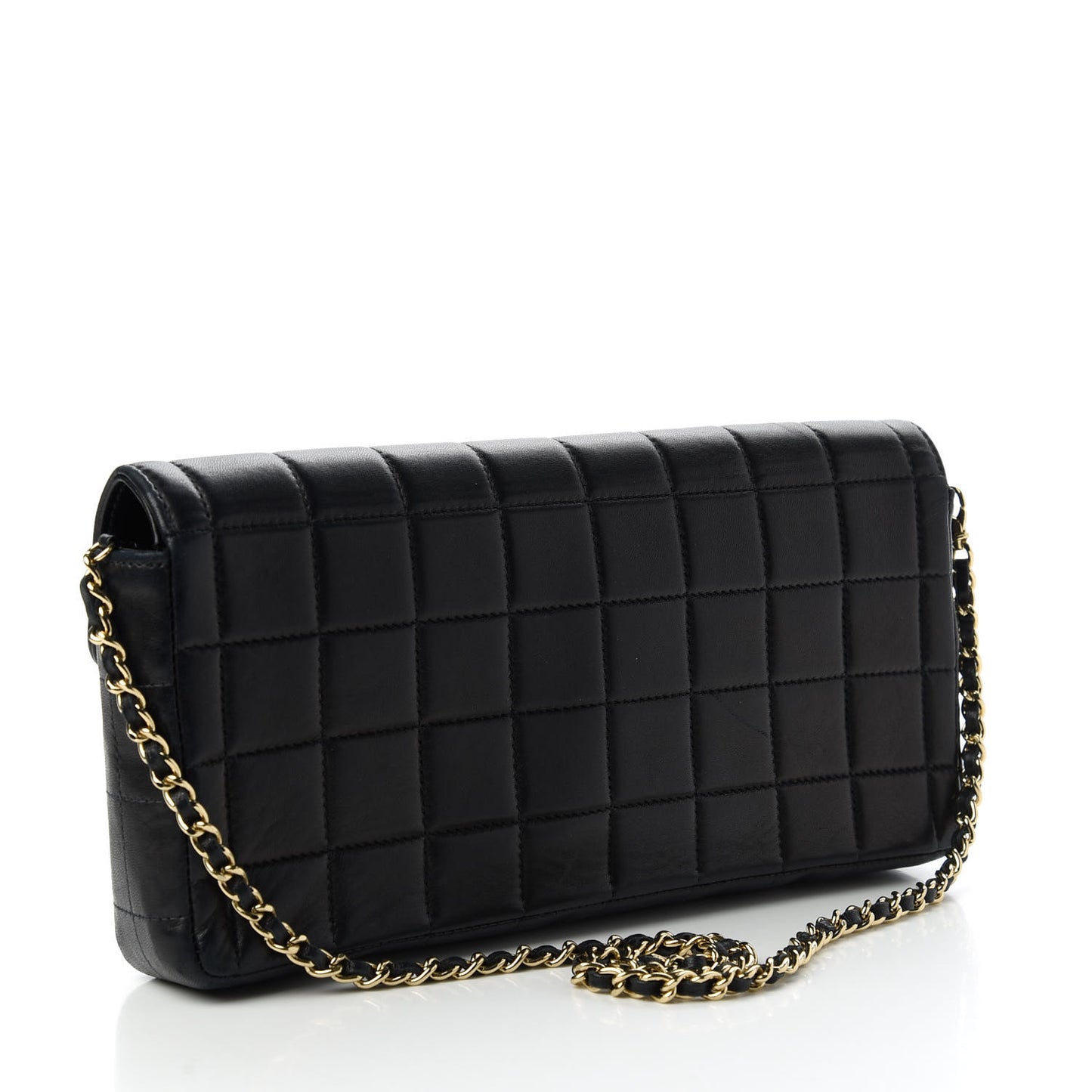 Lambskin East West Chocolate Bar Flap Black
