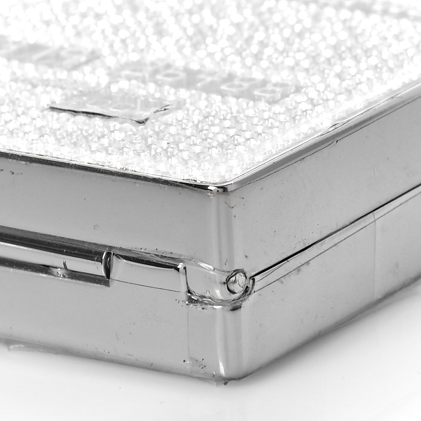 Crystal Credit Card Wangloc Minaudiere Clutch Silver