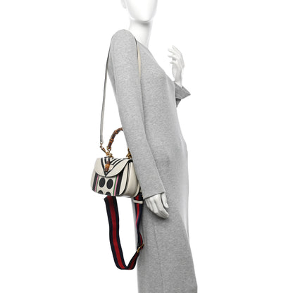Gucci Calfskin Web Geometric Print Small Bamboo 1947 Top Handle Bag White Multicolor 2 of 11