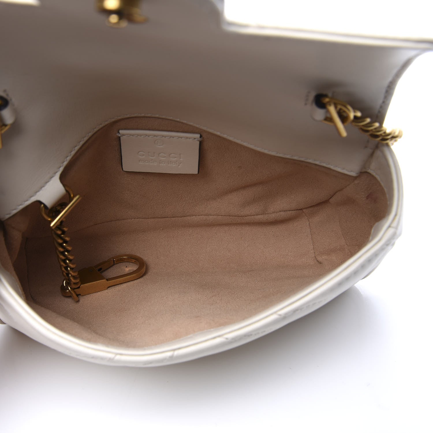 Gucci Calfskin Matelasse Super Mini GG Marmont Shoulder Bag White 4 of 11