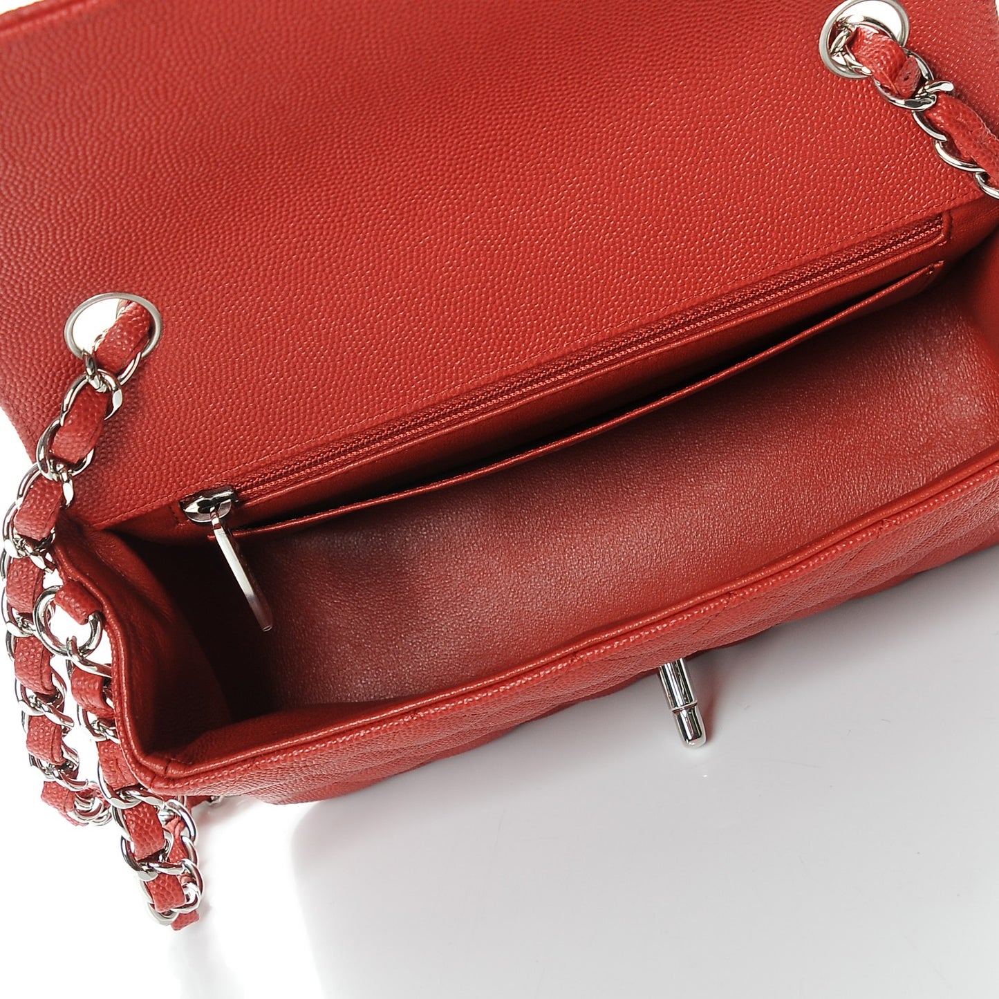 Caviar Quilted Mini Rectangular Flap Red