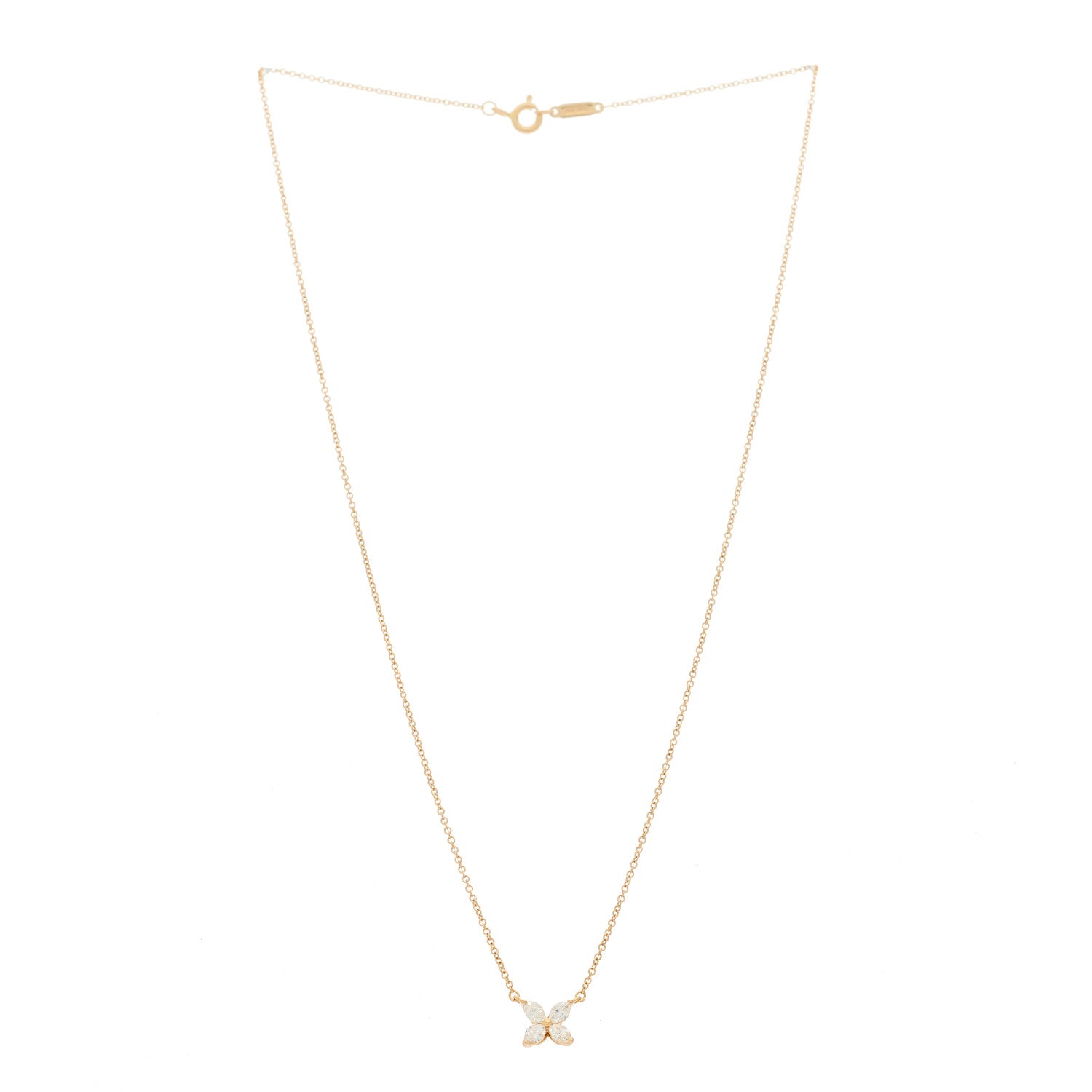 Tiffany 18K Rose Gold Diamond Small Victoria Necklace 3 of 6