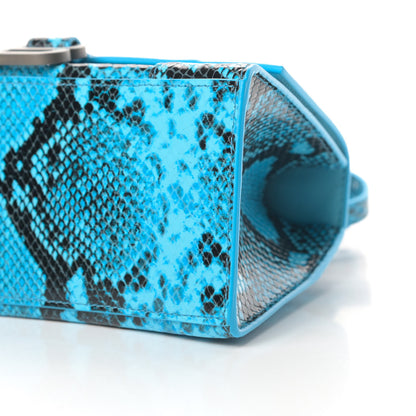 Balenciaga Shiny Calfskin Python Effect Small Hourglass Top Handle Bag Azur Black 11 of 11