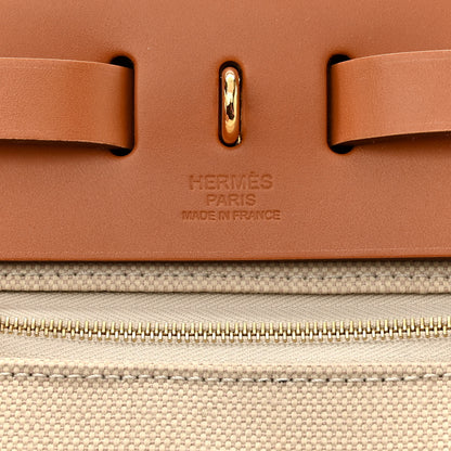 Hermes Military Toile Vache Hunter Herbag Zip Retourne 31 PM Beton Naturel 7 of 14