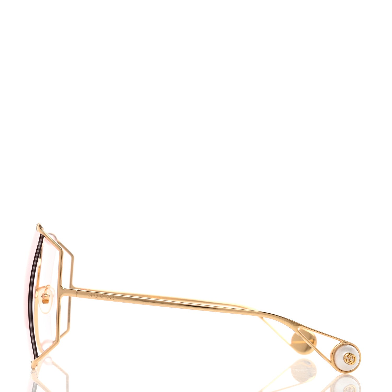 Gucci Metal Oversized Round Sunglasses GG0252S Gold Pink 3 of 8