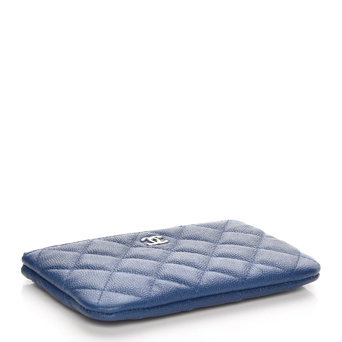 Caviar Quilted Small Cosmetic Case Blue