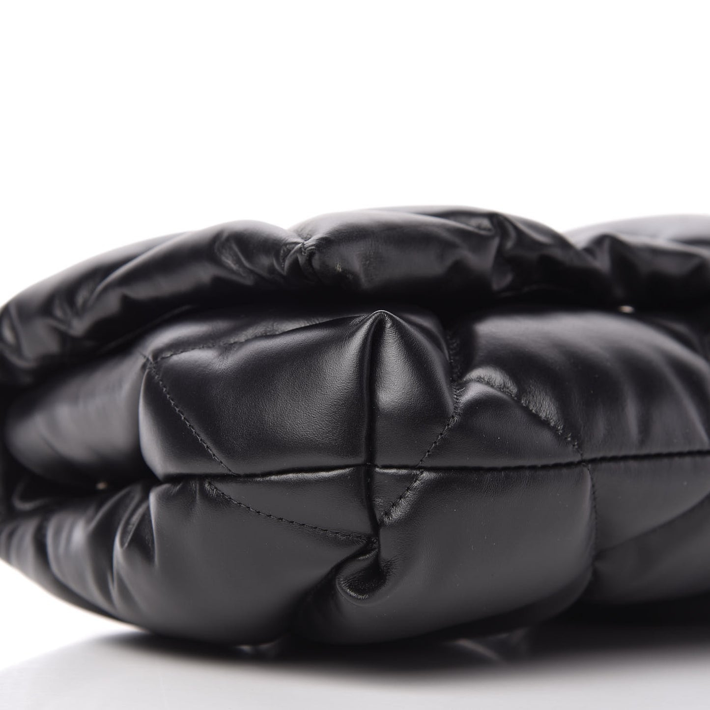 Nappa Calfskin Quilted Touch B Puffy Clutch Black
