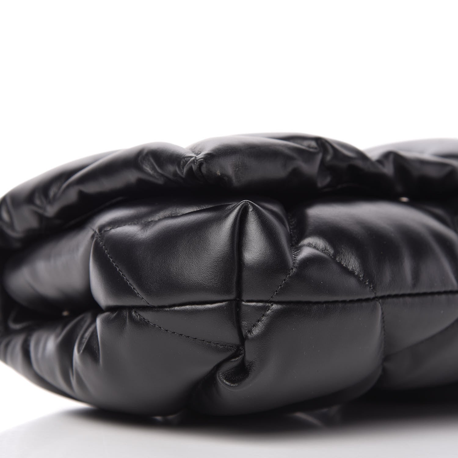 Balenciaga Nappa Calfskin Quilted Touch B Puffy Clutch Black 6 of 9