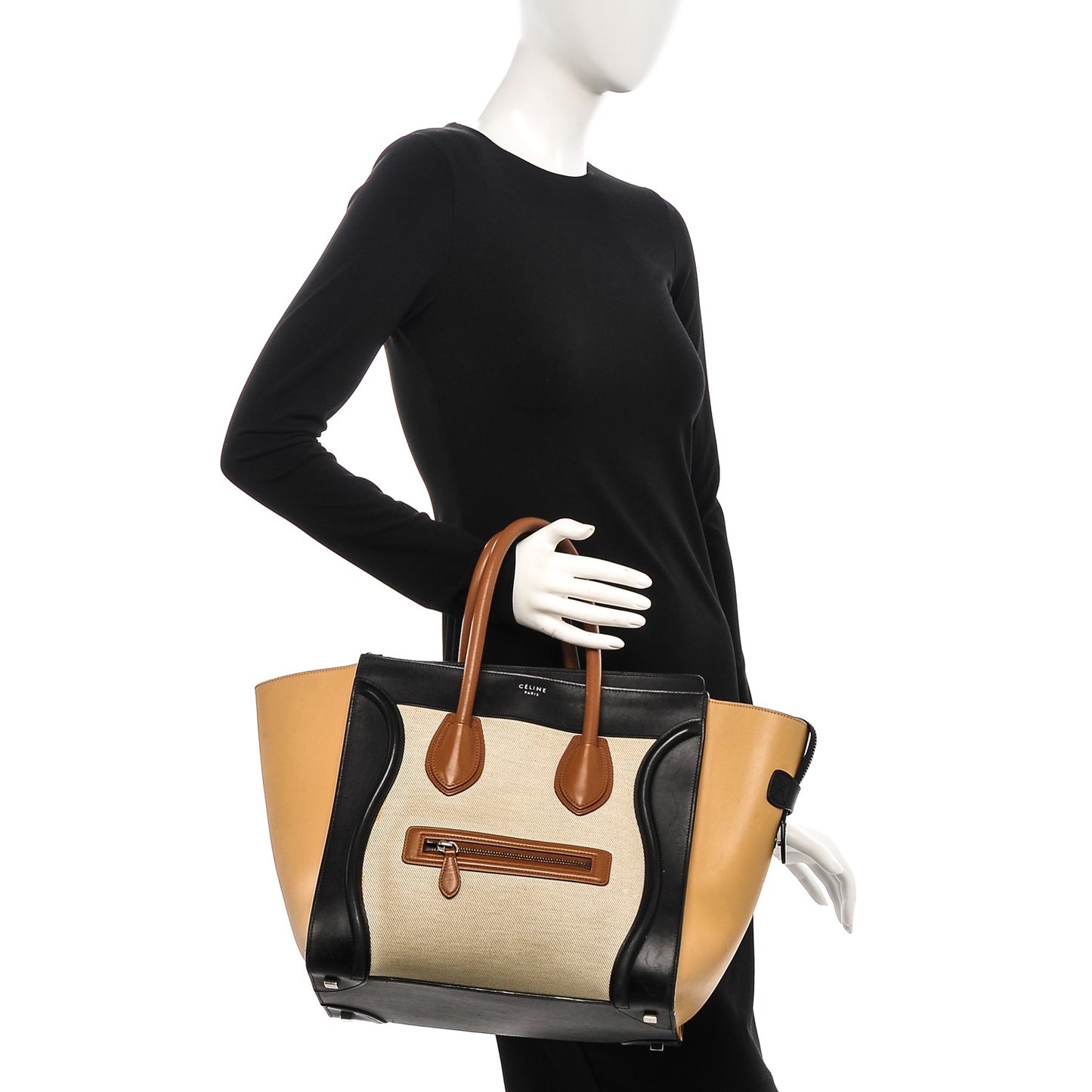 Calfskin Canvas Mini Tri-Color Luggage Tan
