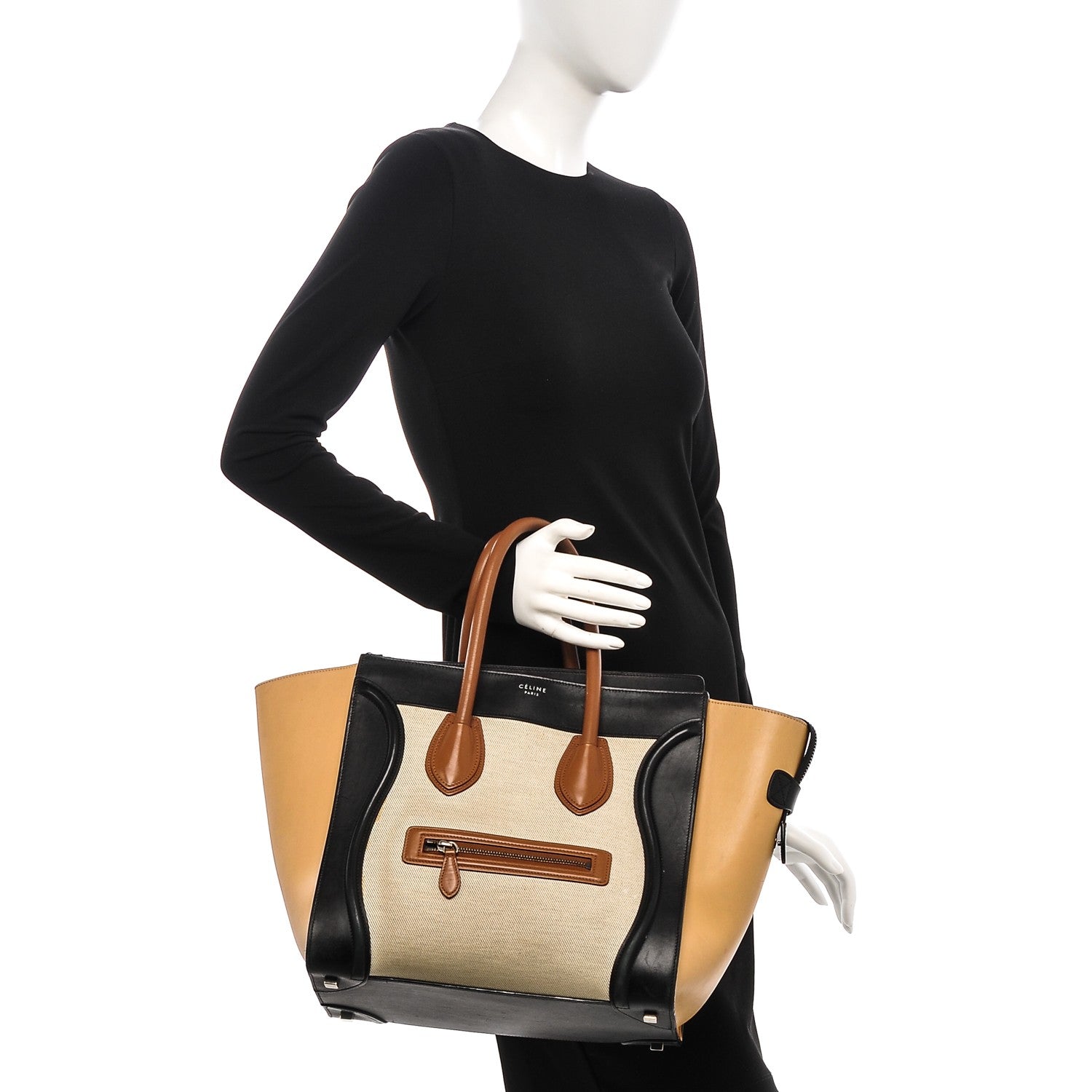 Celine Calfskin Canvas Mini Tri-Color Luggage Tan 2 of 14