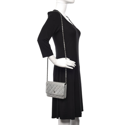 Chanel Metallic Caviar Quilted Wallet on Chain WOC Silver 2 of 12