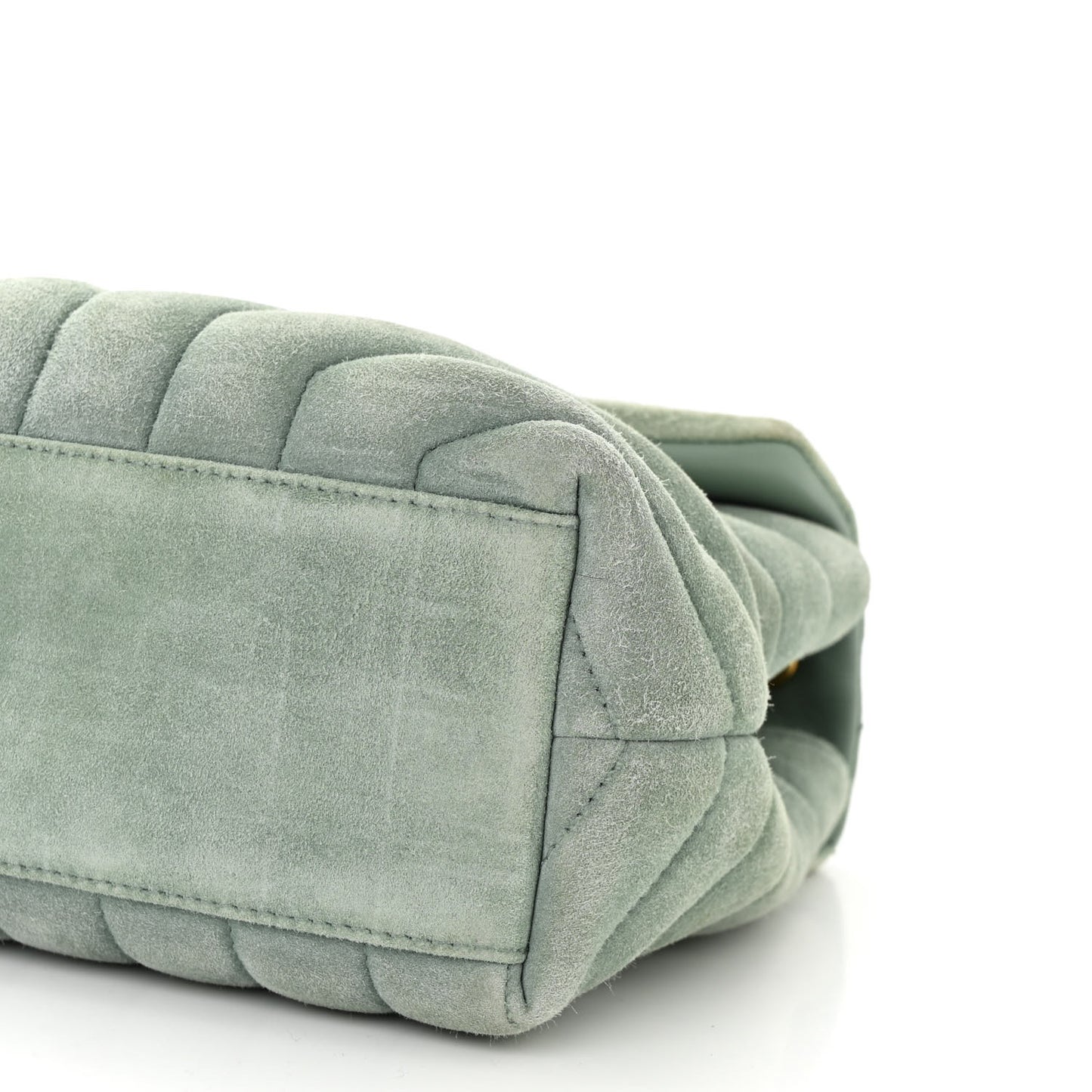 Suede Calfskin Y Quilted Monogram Small Loulou Chain Satchel Vert Opaline