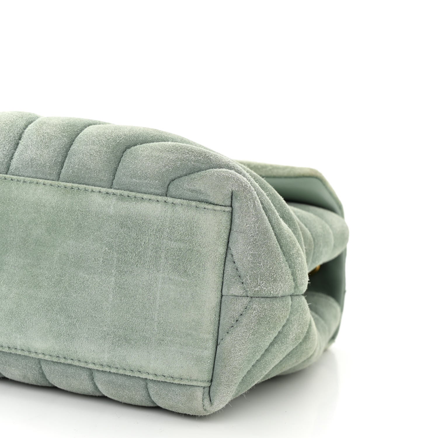 Saint Laurent Suede Calfskin Y Quilted Monogram Small Loulou Chain Satchel Vert Opaline 10 of 11