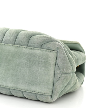 Saint Laurent Suede Calfskin Y Quilted Monogram Small Loulou Chain Satchel Vert Opaline 10 of 11