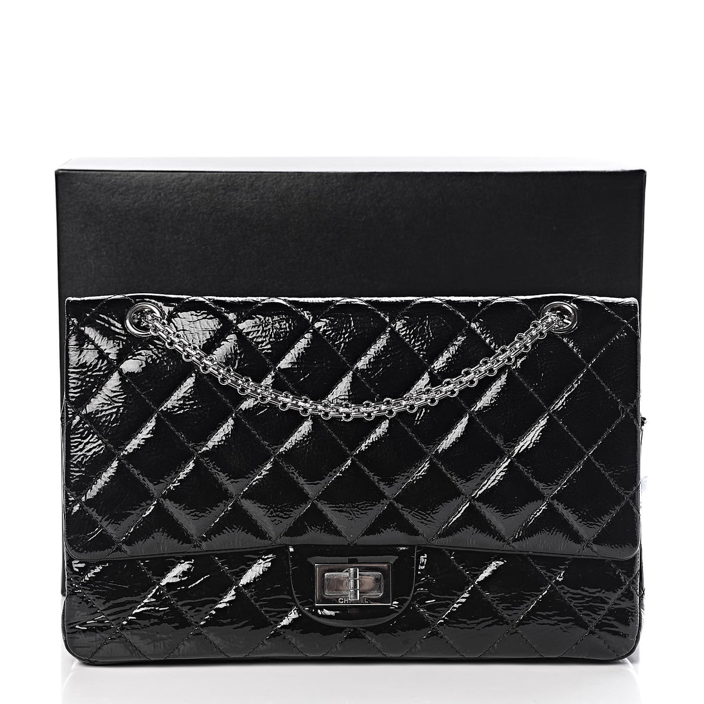 Distressed Patent Quilted 2.55 Reissue 227 Flap Black