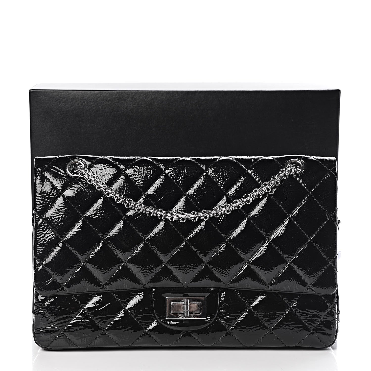 Chanel Distressed Patent Quilted 2.55 Reissue 227 Flap Black 16 of 16