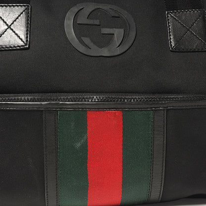 Gucci Canvas Large Parana Web Duffle Bag Black 10 of 11
