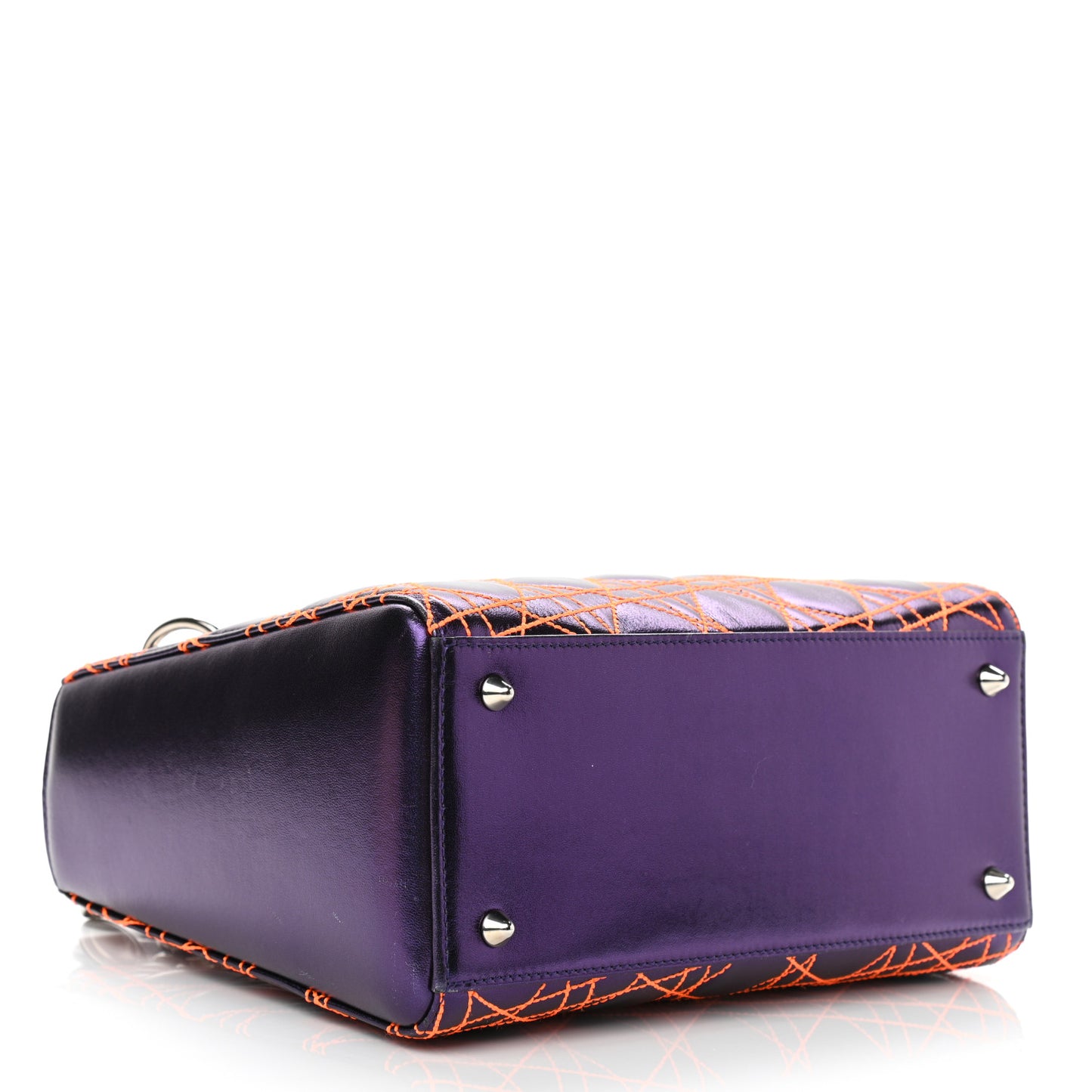 Metallic Lambskin Cannage Medium Anselm Reyle Lady Dior Purple Orange