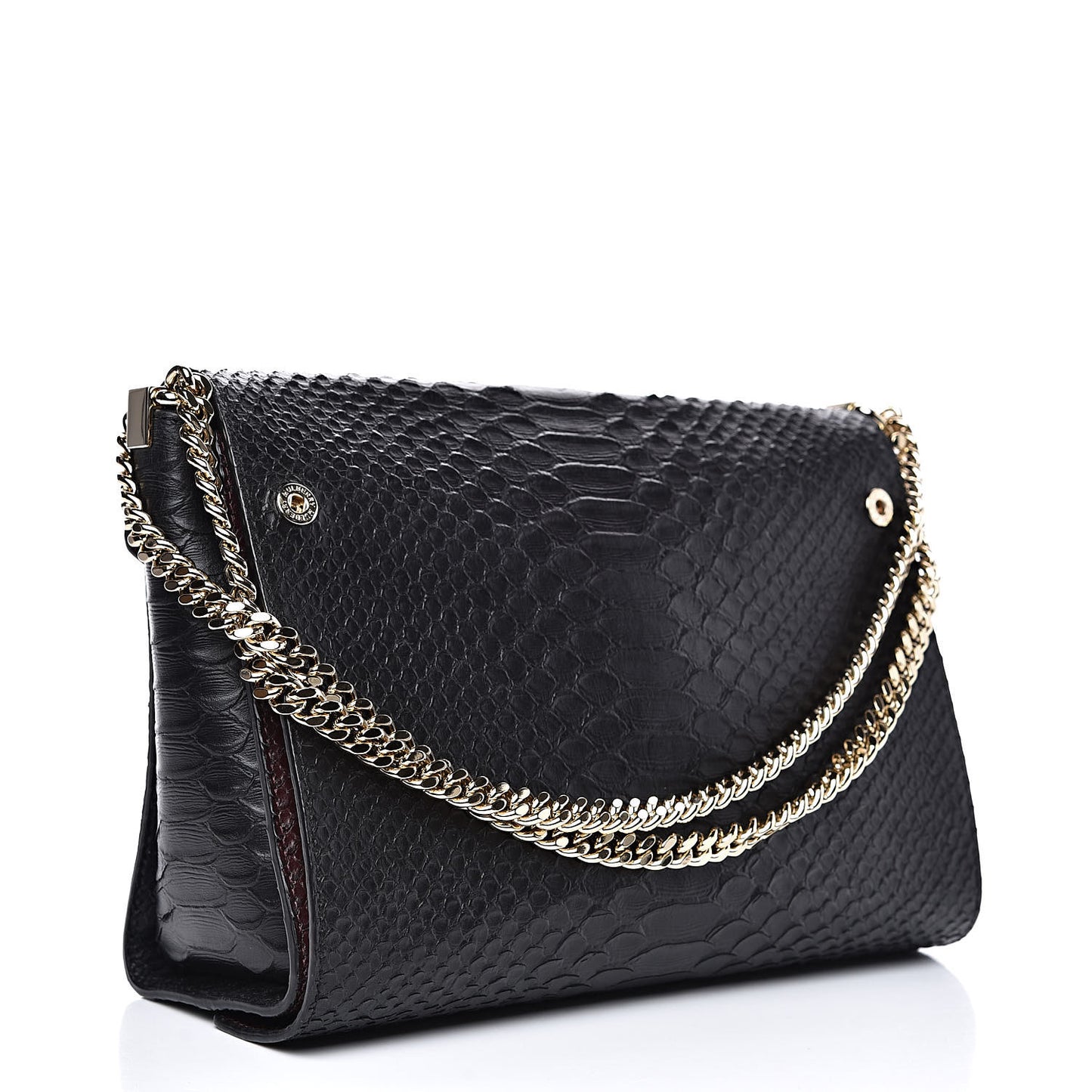 Silky Python Calfskin Embossed Reversible Delphie Crossbody Oxblood Black