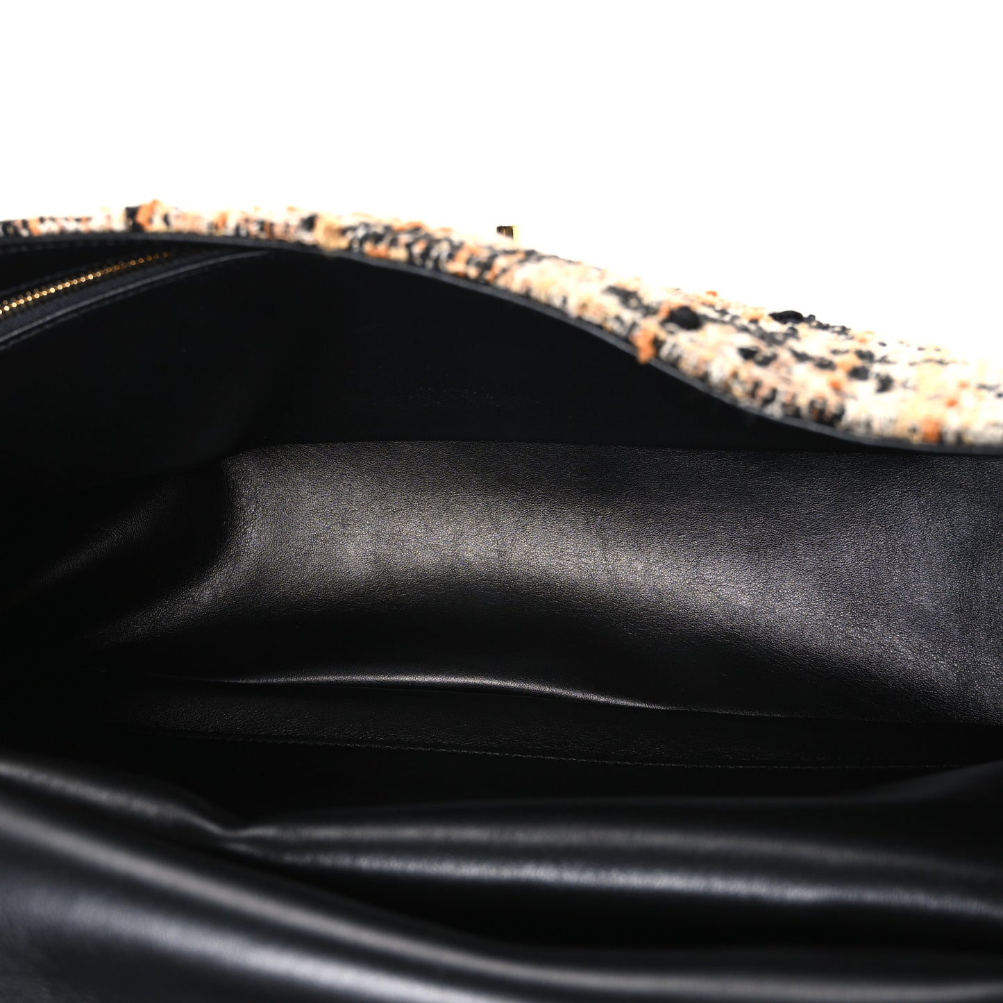 Tweed Mixed Fibers Leopard Print Small Souplissimo Maxi Flap Brown Black White
