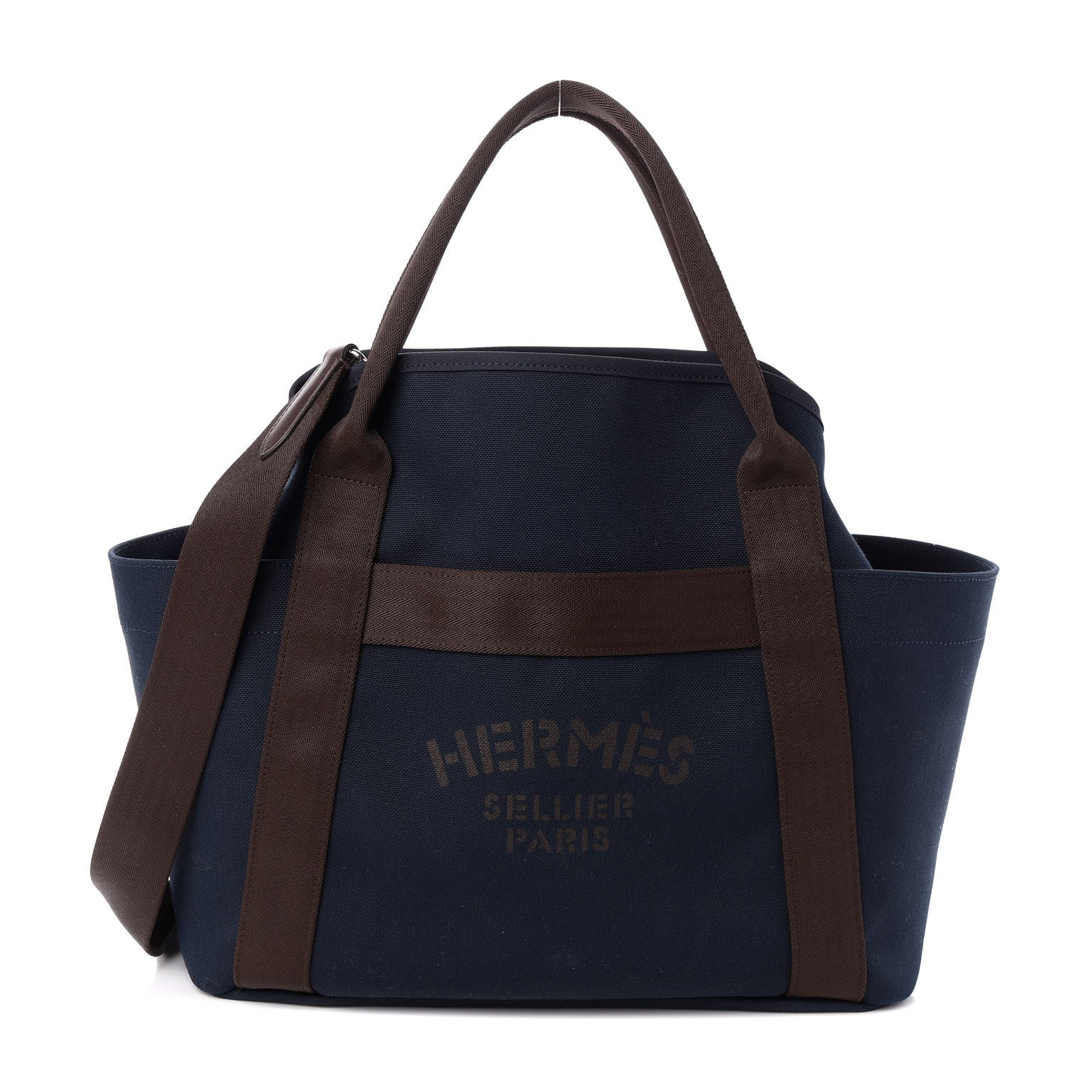 Hermes Toile Sac De Pansage Groom Bleu Navy Feu 1 of 11