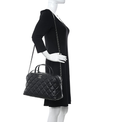 Chanel Aged Calfskin Small Bowling Bag Black 2 of 12