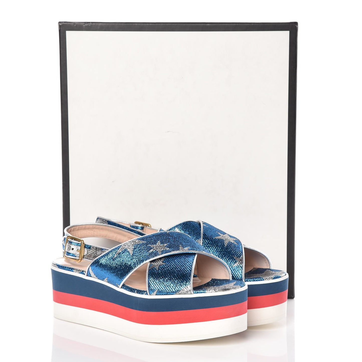 Lurex Starry Sky Crossover Platform Sandals 40 Bleuette Silver