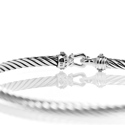 David Yurman Sterling Silver Diamond 3mm Cable Buckle Bracelet 4 of 4