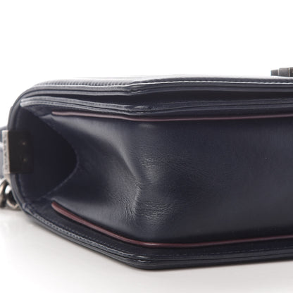 Chanel Calfskin Embossed Medium Paris Salzburg Boy Flap Navy 8 of 11