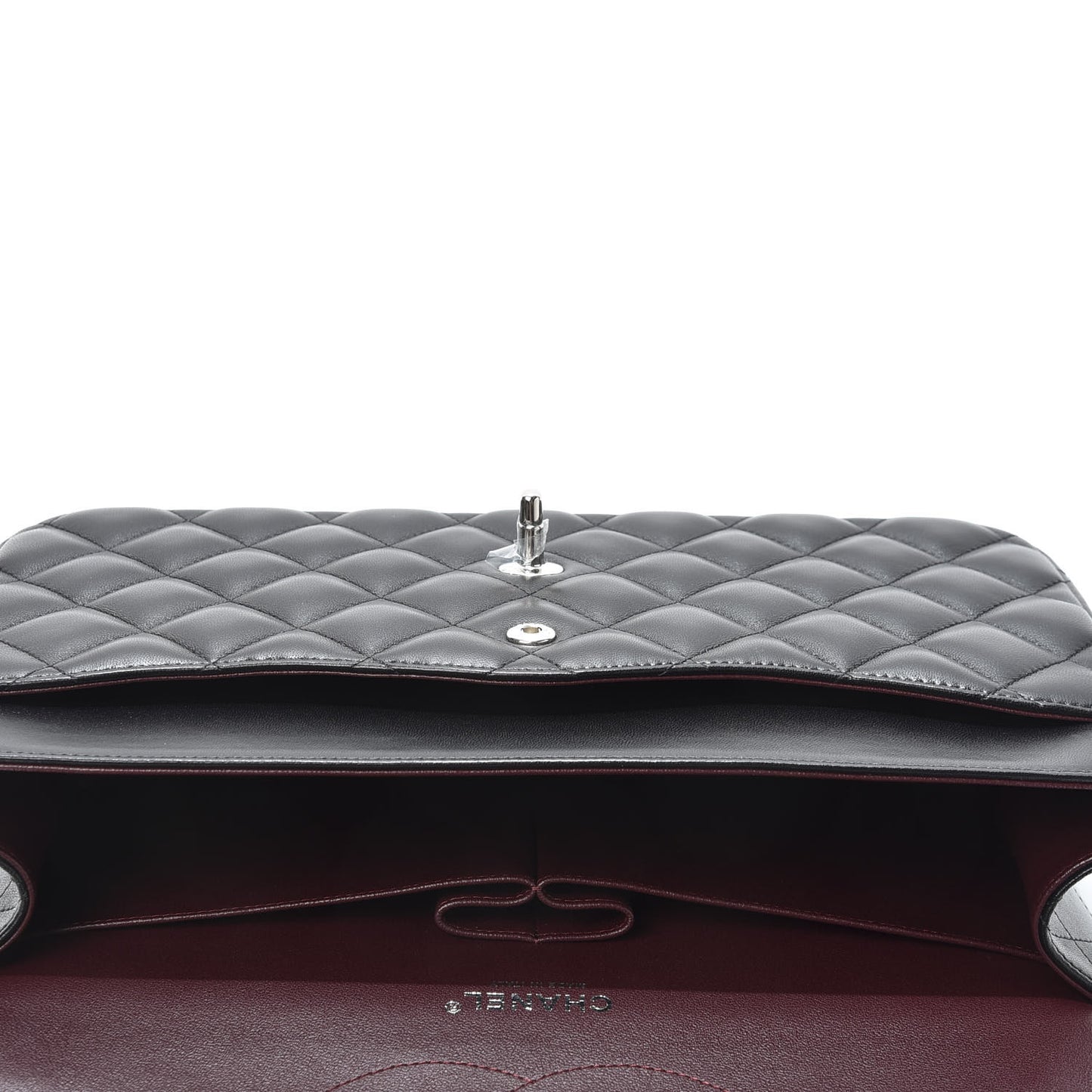 Lambskin Quilted Jumbo Double Flap Black