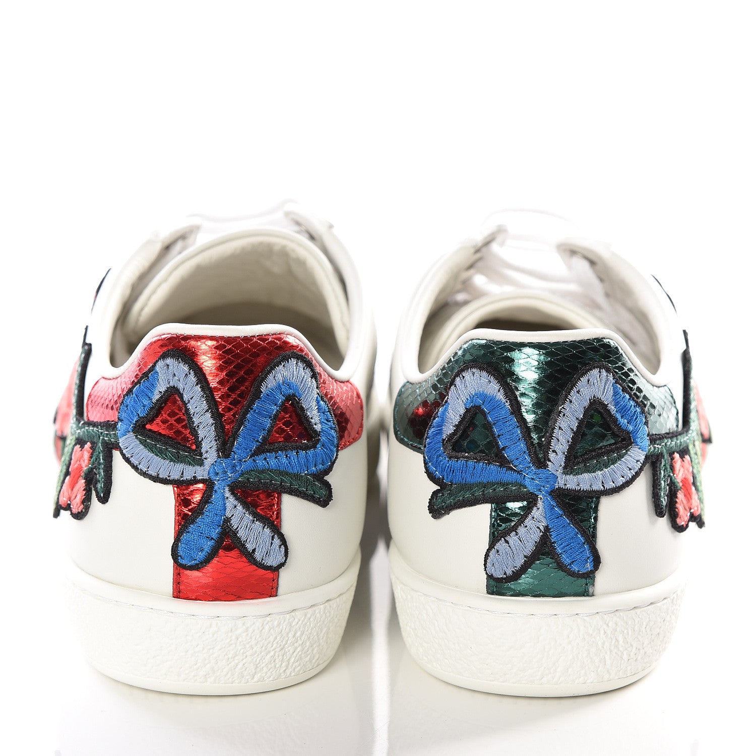 Gucci Calfskin Web Floral Embroidered Ace Sneakers 38 White 6 of 12