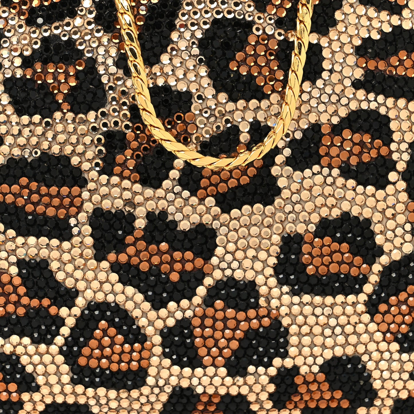 Crystal Minaudiere Leopard Clutch Black Brown