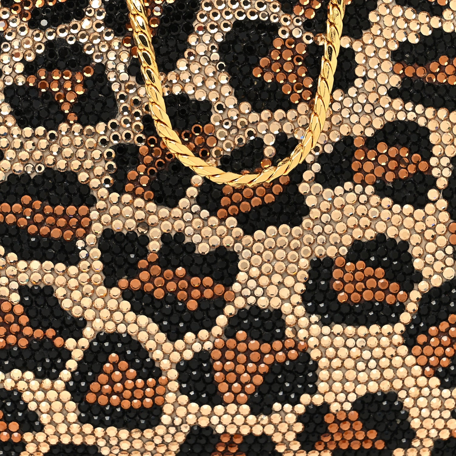 Judith Leiber Crystal Minaudiere Leopard Clutch Black Brown 8 of 11