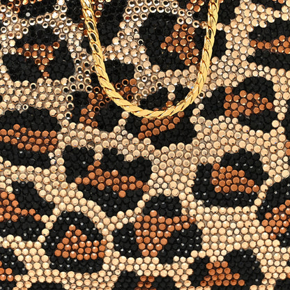 Judith Leiber Crystal Minaudiere Leopard Clutch Black Brown 8 of 11