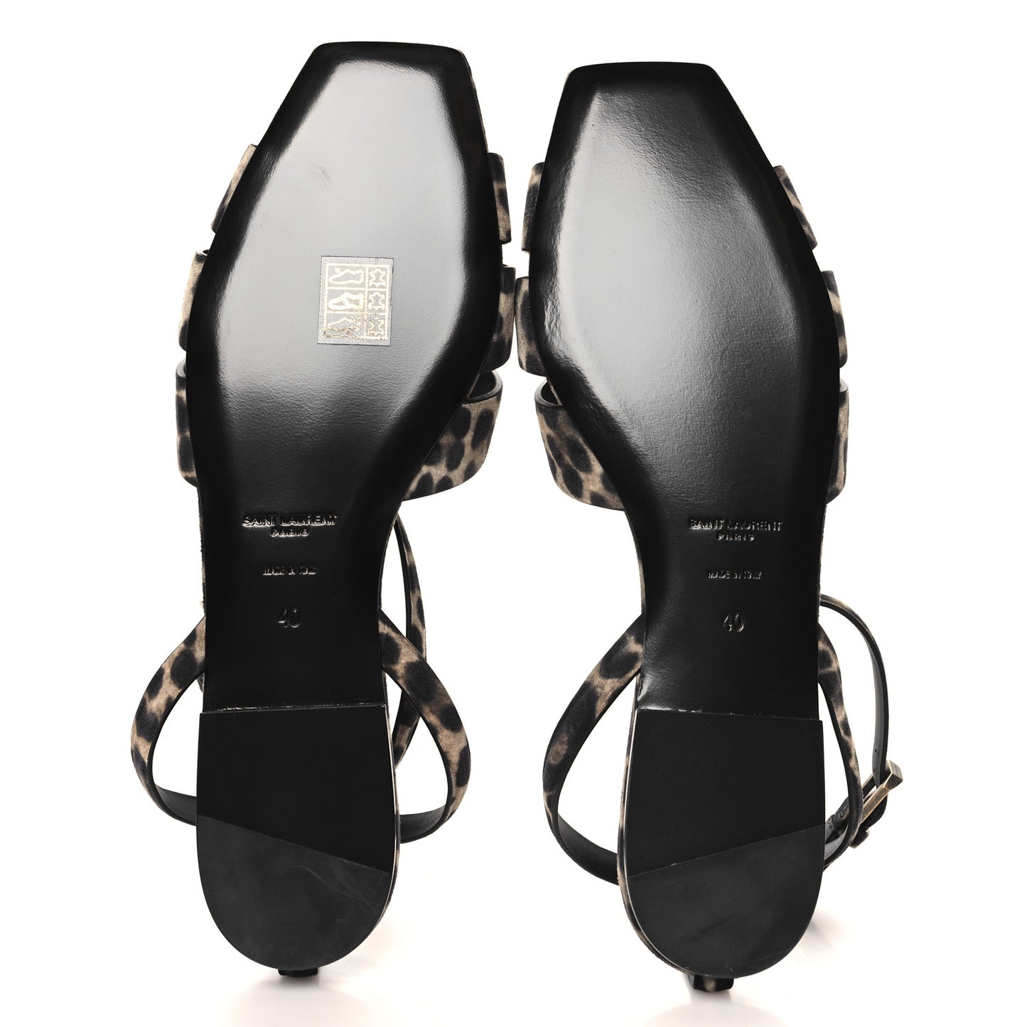 Suede Leopard Print Tribute 05 Ankle Strap Sandals  40 Russian Beige