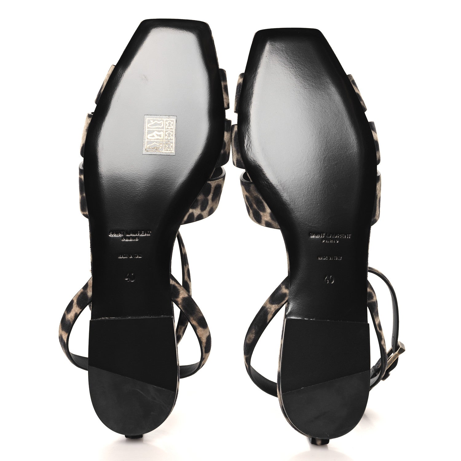 Saint Laurent Suede Leopard Print Tribute 05 Ankle Strap Sandals  40 Russian Beige 6 of 10