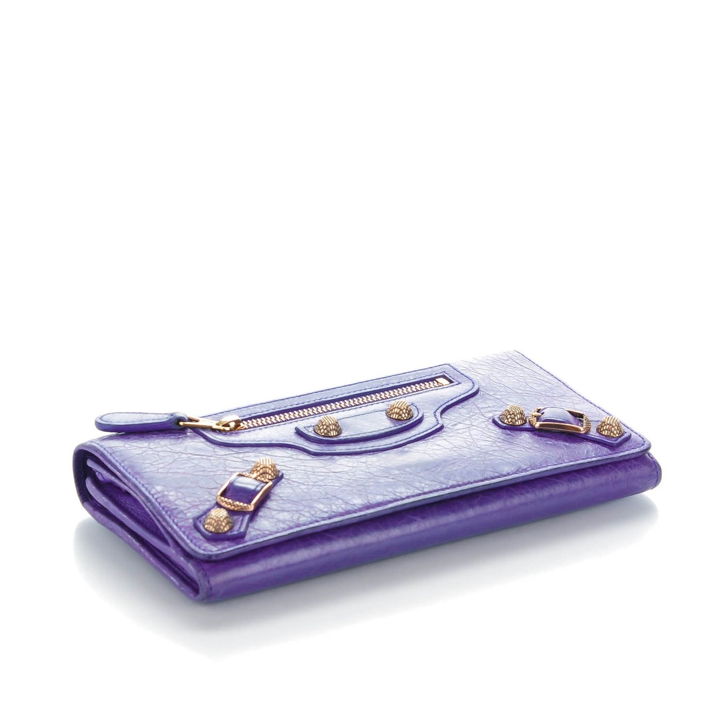 Agneau Giant 12 Rose Gold Hardware Money Wallet Bleu Lavande