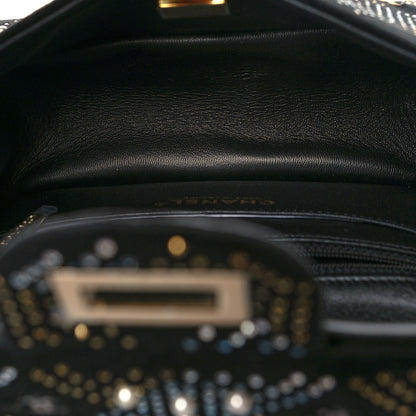 Chanel Velvet Pearl Crystal Embellished 2.55 Mini Reissue Flap Black 5 of 10