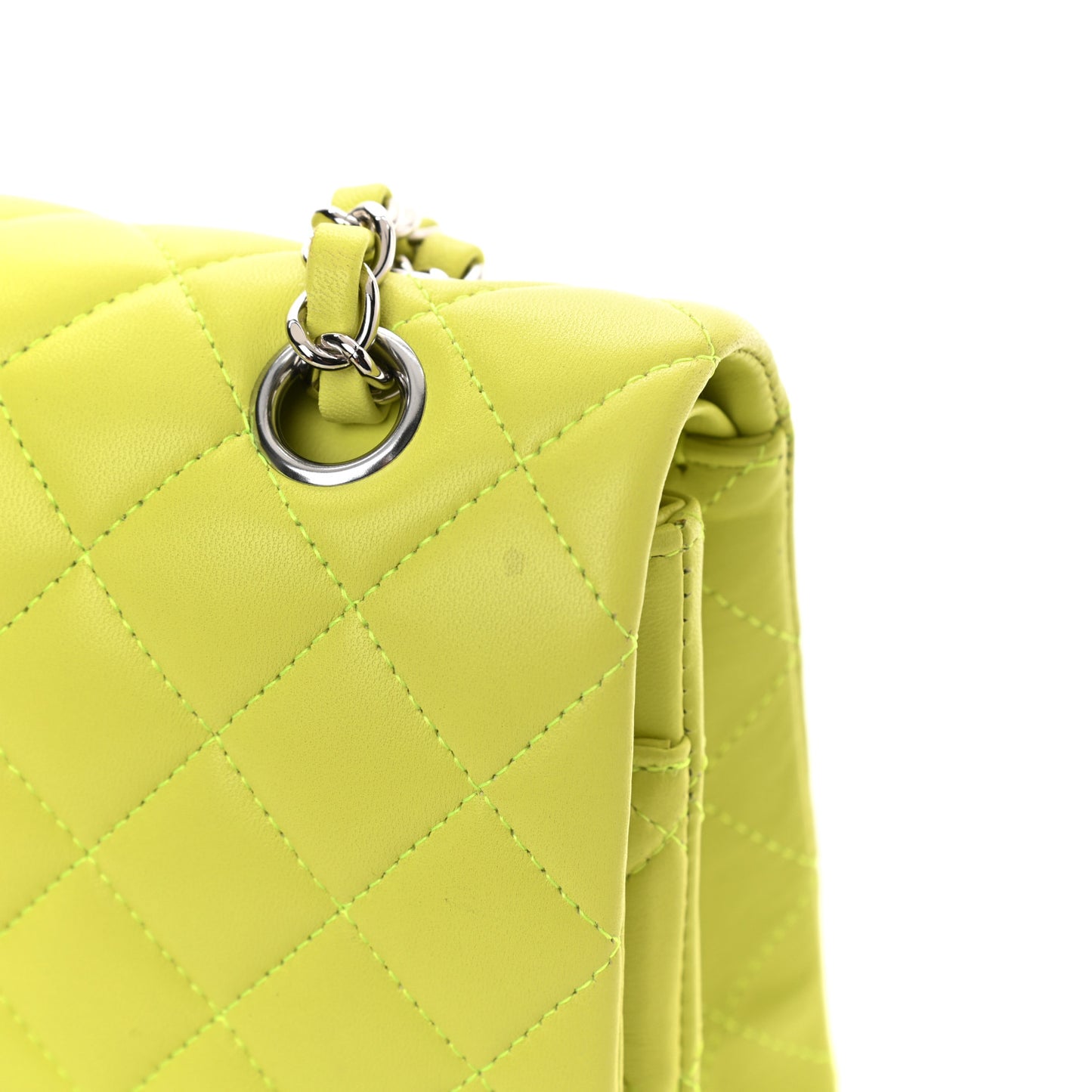 Lambskin Quilted Medium Double Flap Yellow
